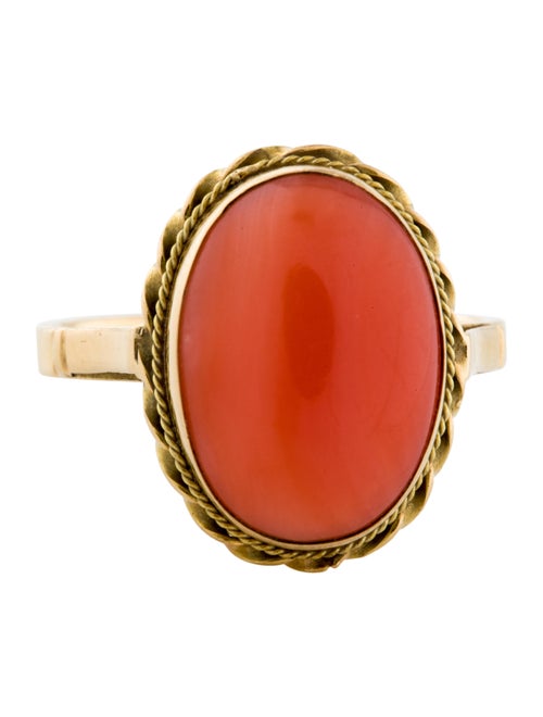 18K Coral Cocktail Ring yellow