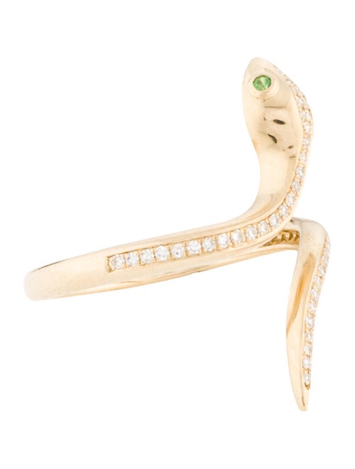 14K Tsavorite & Diamond Snake Cocktail Ring yellow