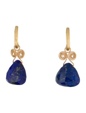 Reinstein Ross Hoop 22K Lapis Lazuli Drop Earrings