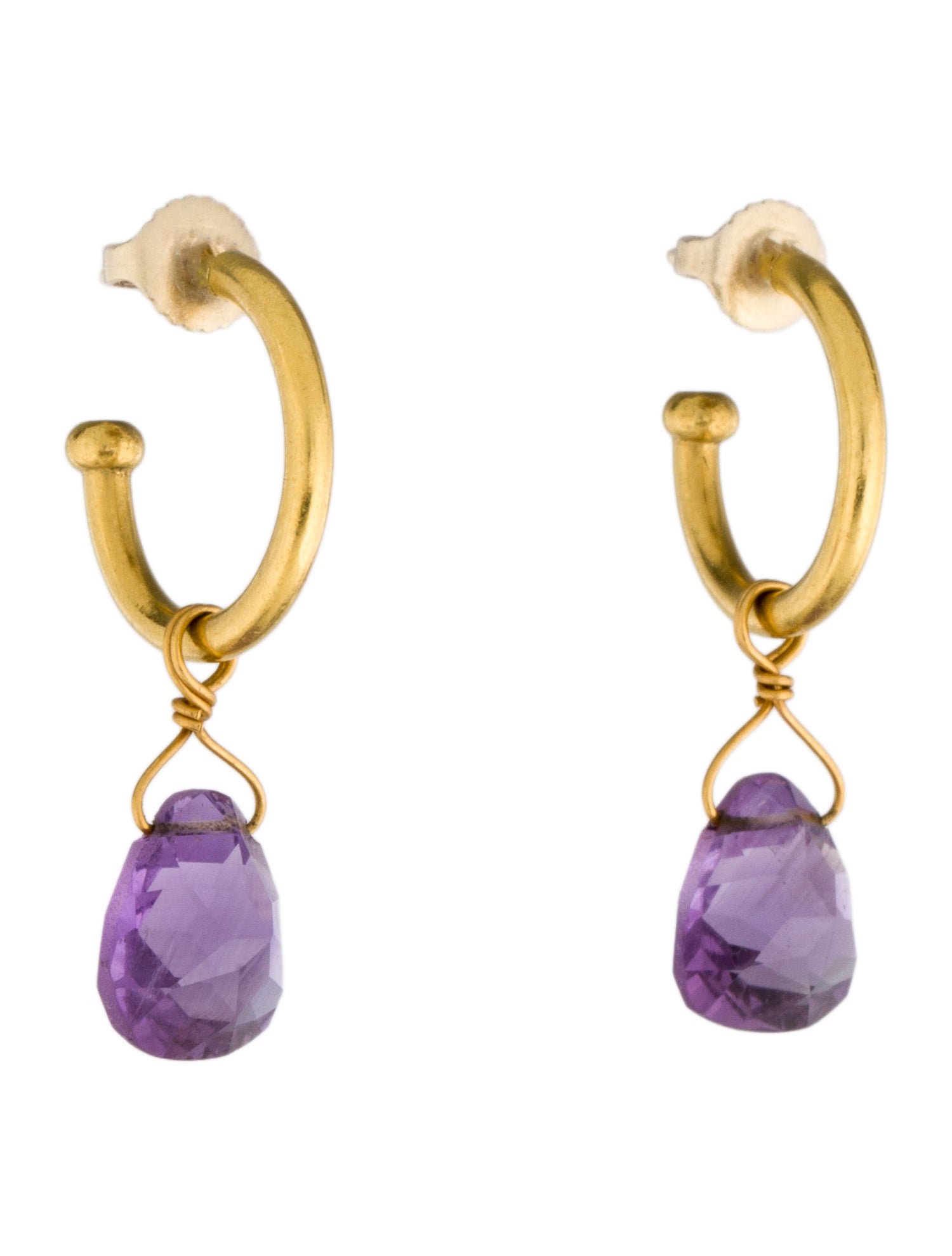 Reinstein Ross 22K Pearl, Amethyst & Rose Quartz Drop Hoop Earrings