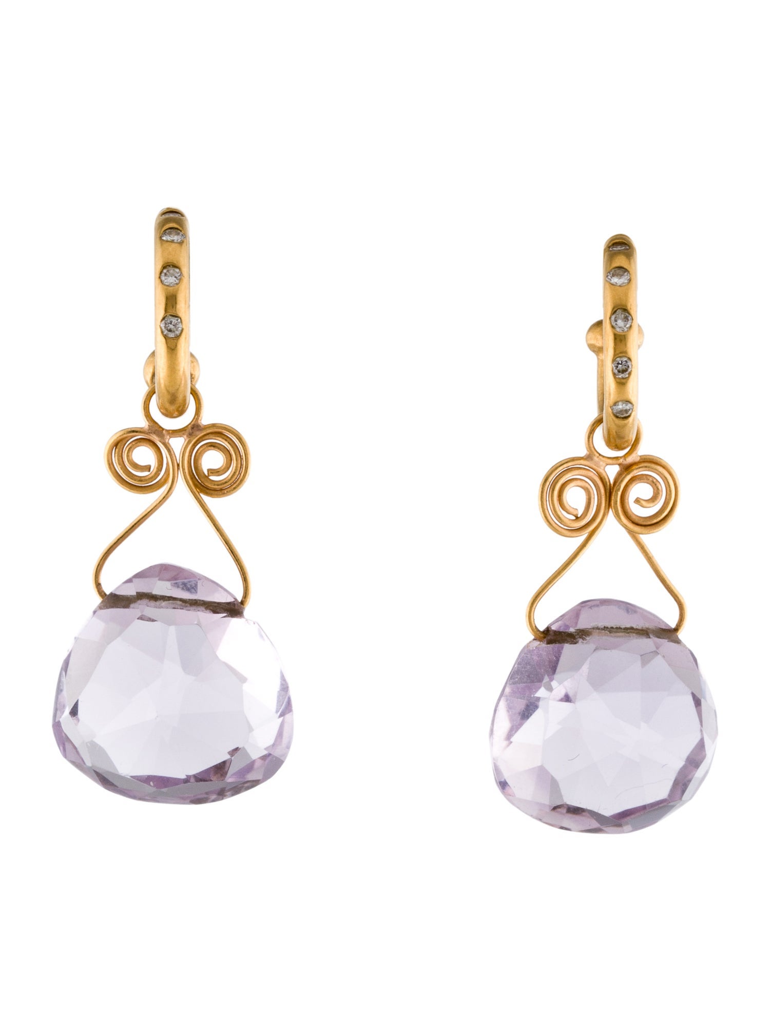 Reinstein Ross 20K Amethyst & Diamond Hoop Earrings