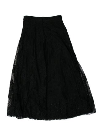 R/R Studio Lace Trim Embellishment Midi Length Skirt