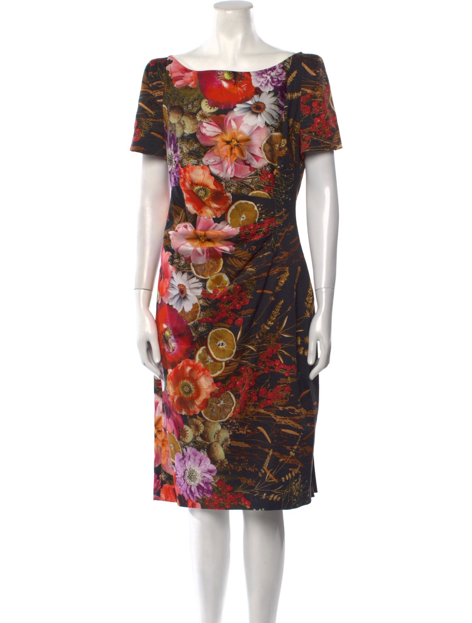 Talbot Runhof Floral Print Midi Length Dress