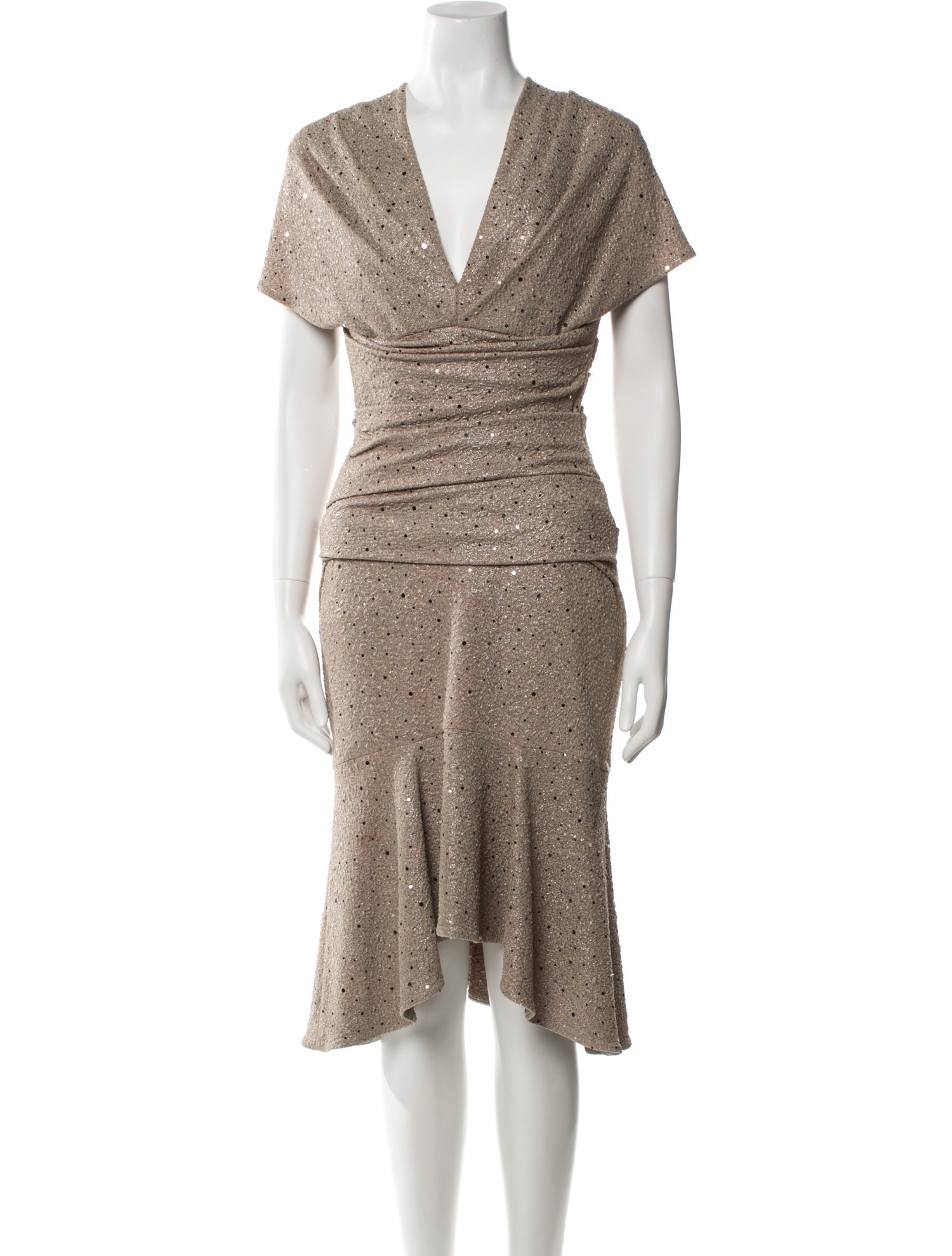 Talbot Runhof V-Neck Midi Length Dress