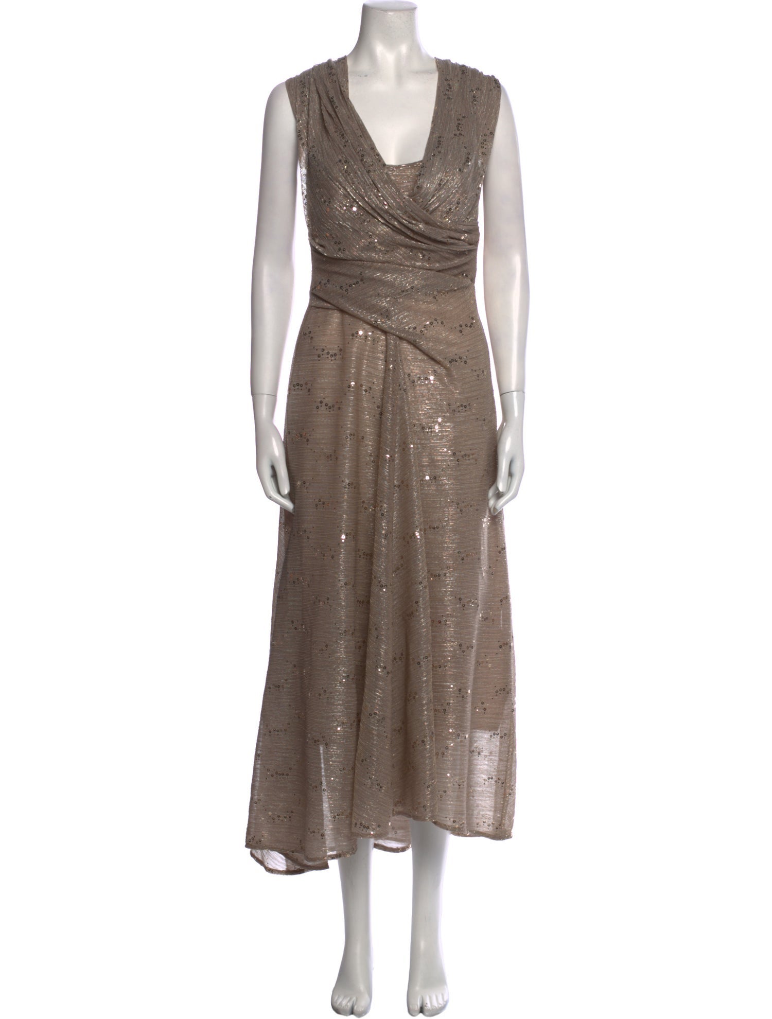 Talbot Runhof Cowl Neck Midi Length Dress