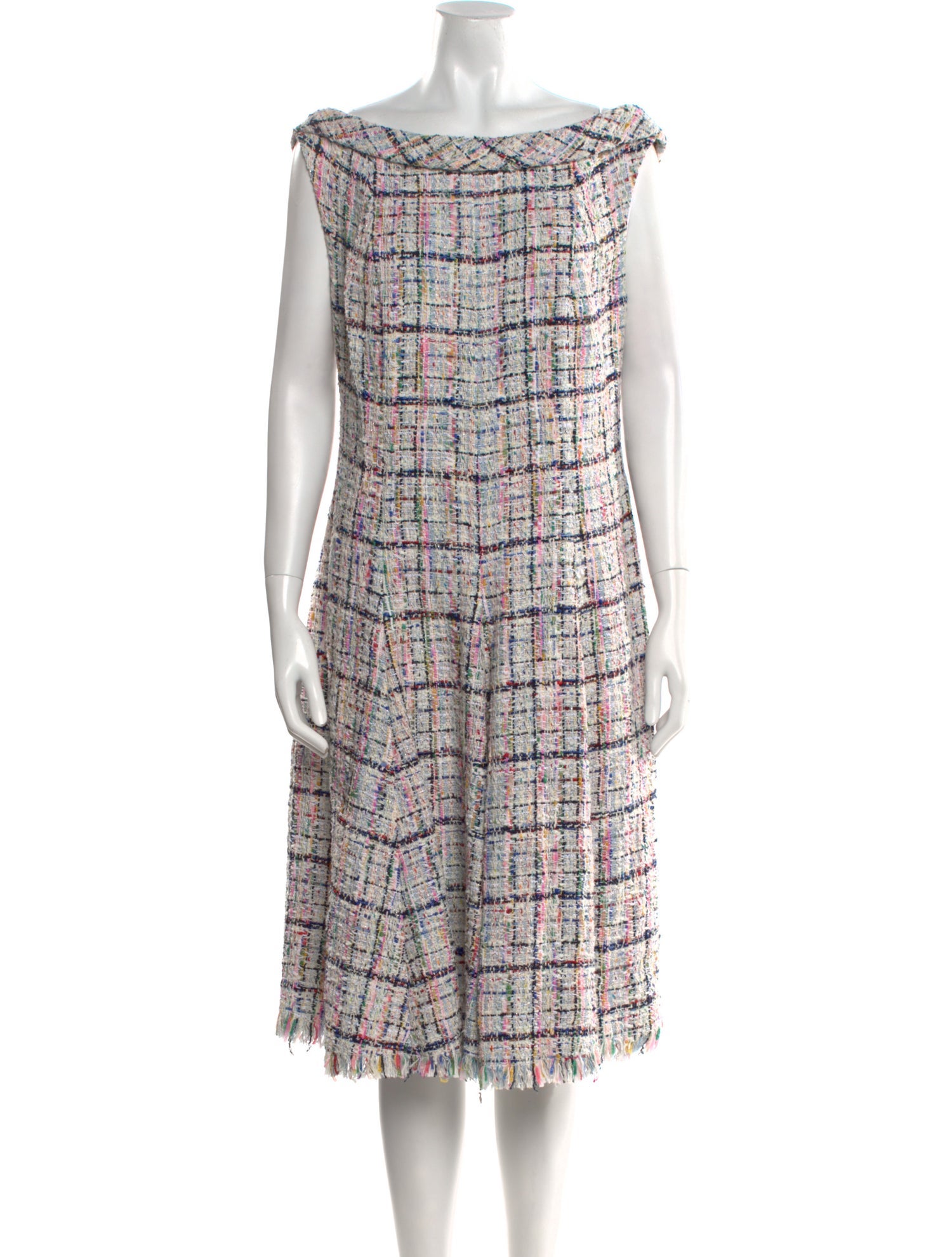 Talbot Runhof Plaid Print Midi Length Dress