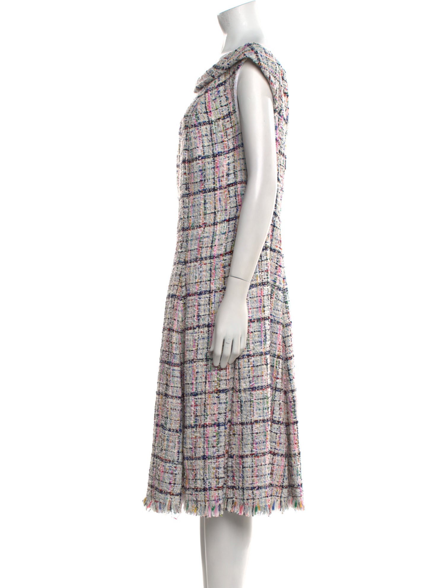 Talbot Runhof Plaid Print Midi Length Dress