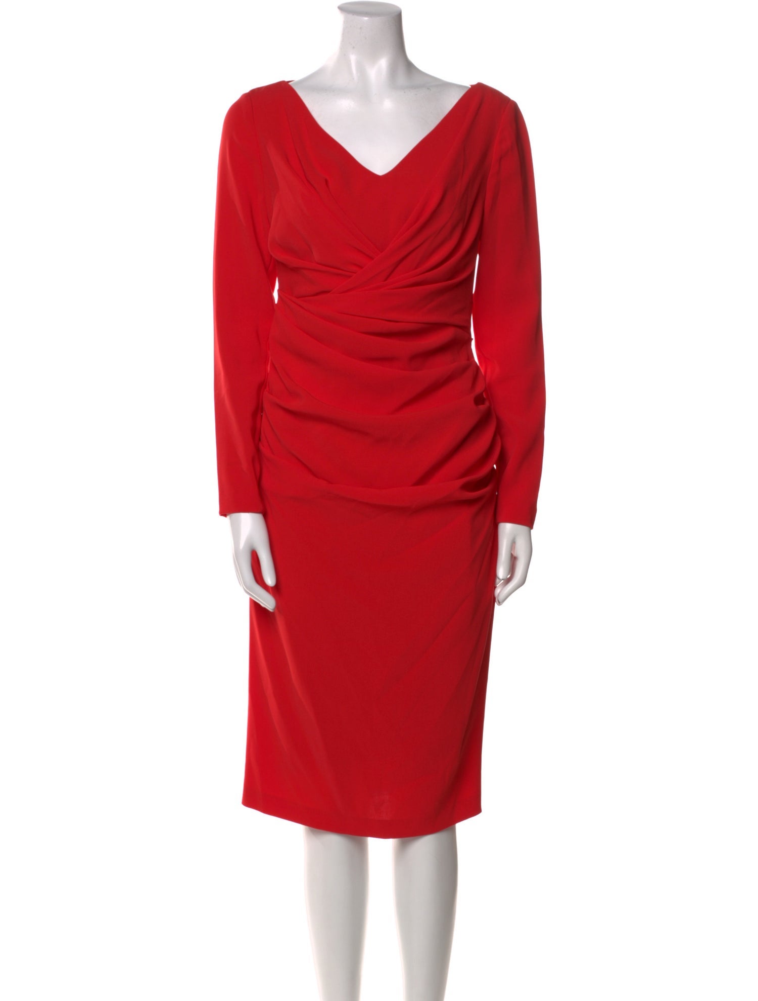 Talbot Runhof Cowl Neck Knee-Length Dress