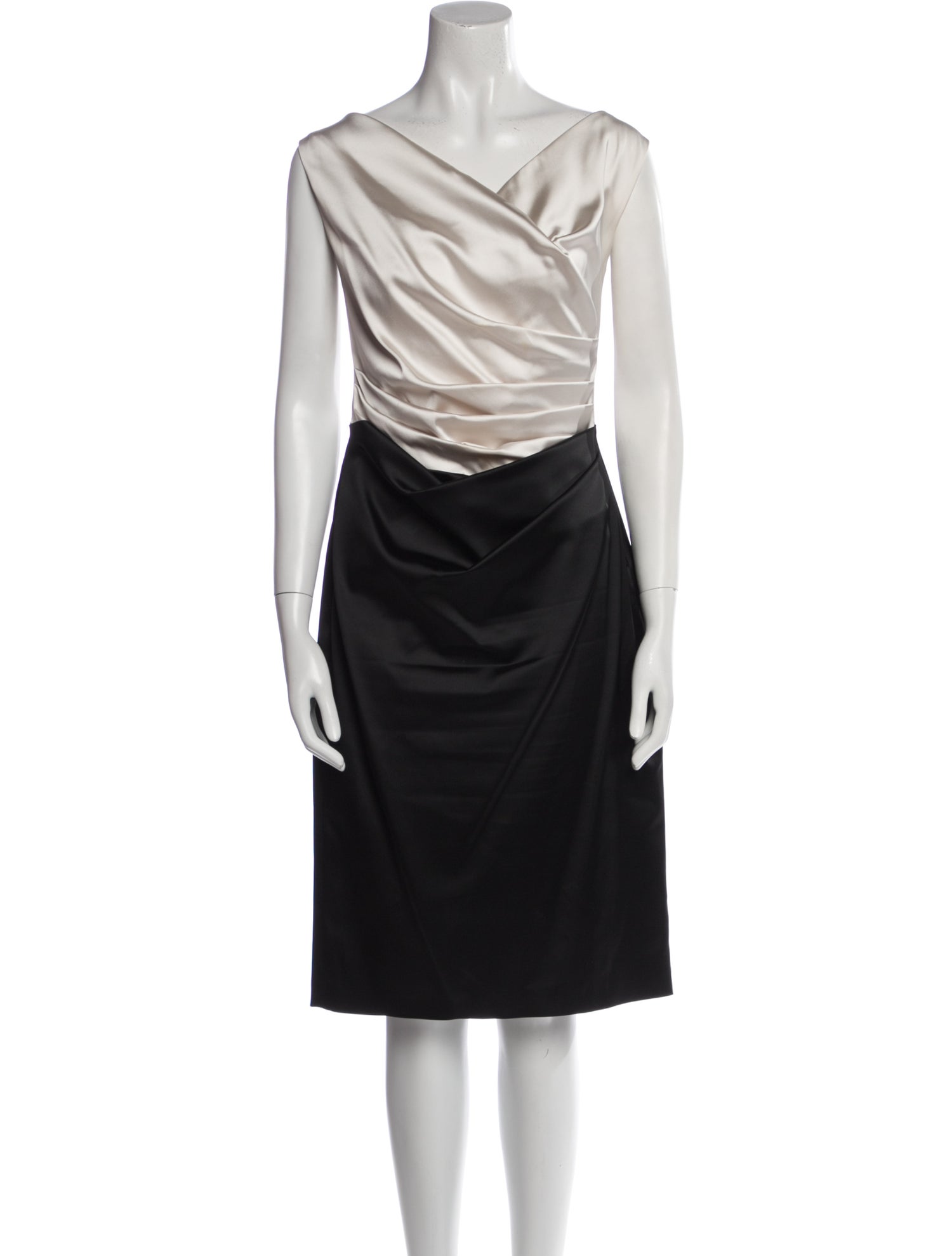 Talbot Runhof Cowl Neck Knee-Length Dress