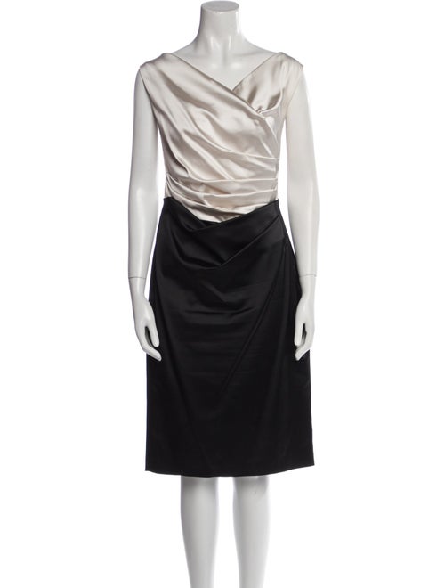 Talbot Runhof Cowl Neck Knee-Length Dress