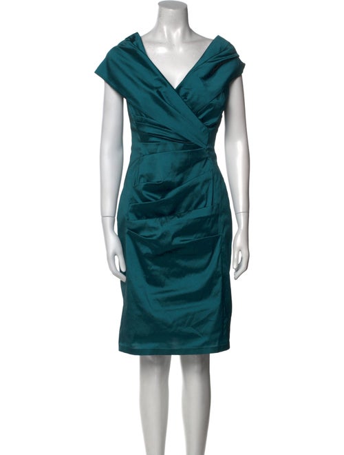 Talbot Runhof V-Neck Knee-Length Dress