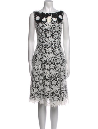 Talbot Runhof Lace Pattern Midi Length Dress