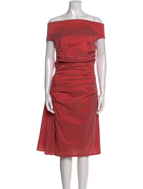Talbot Runhof Off-The-Shoulder Knee-Length Dress