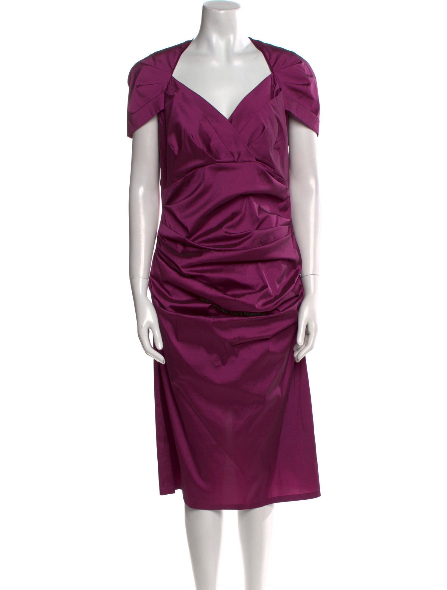 Talbot Runhof V-Neck Knee-Length Dress