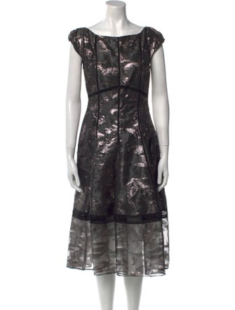 Talbot Runhof Floral Print Midi Length Dress