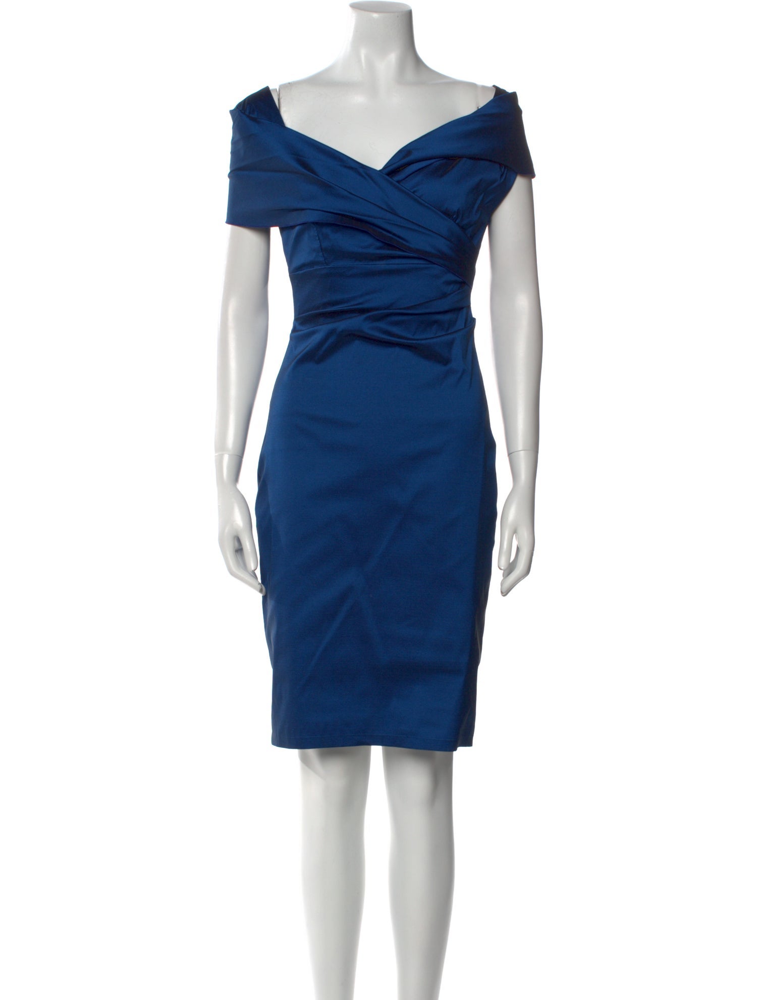 Talbot Runhof Off-The-Shoulder Knee-Length Dress