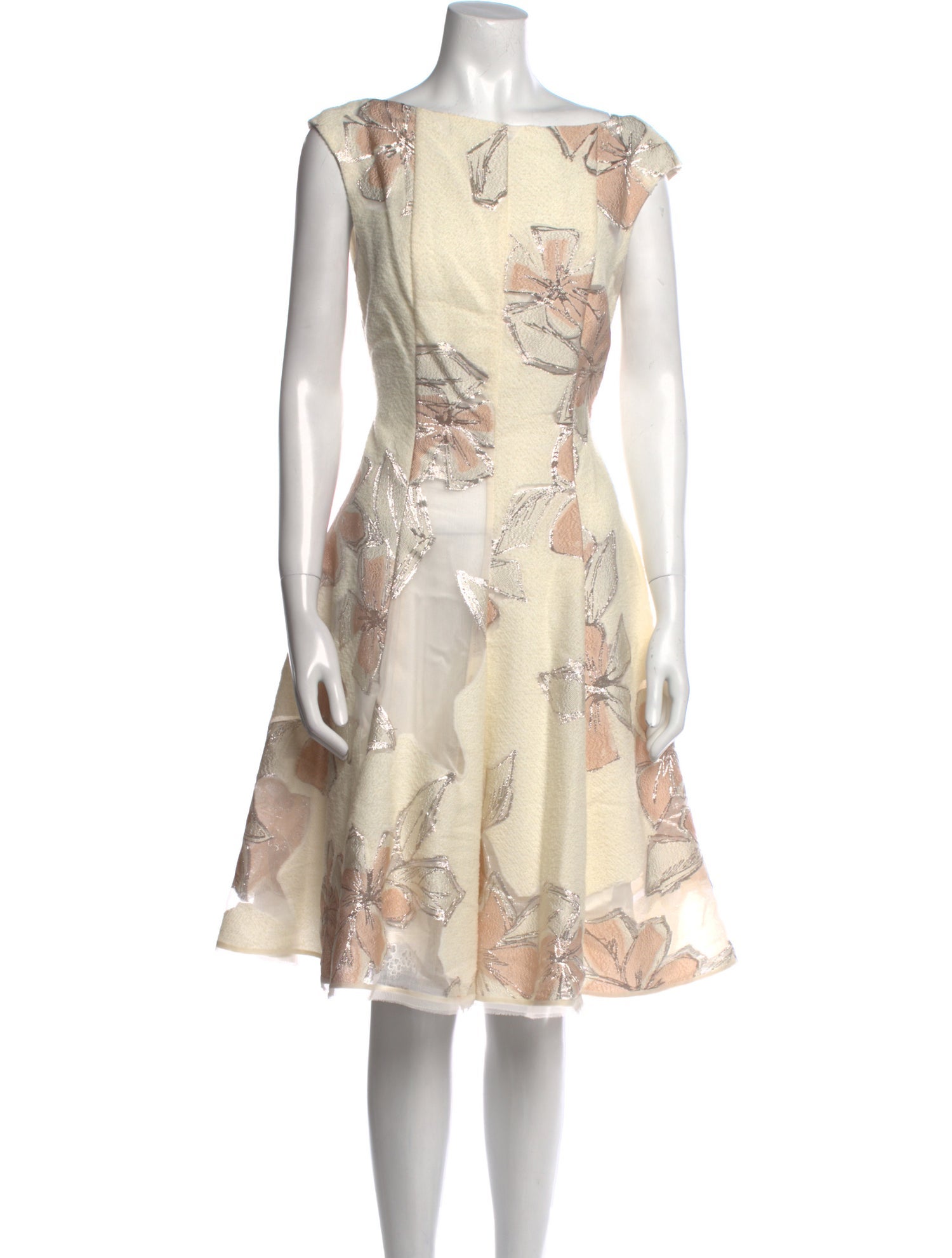 Talbot Runhof Floral Print Knee-Length Dress