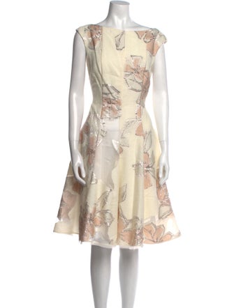 Talbot Runhof Floral Print Knee-Length Dress
