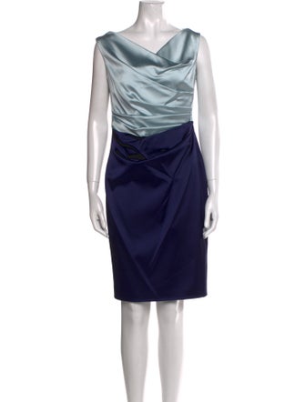 Talbot Runhof Cowl Neck Knee-Length Dress
