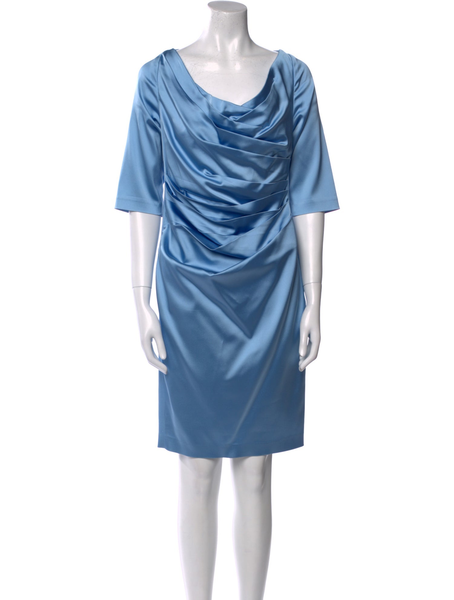 Talbot Runhof Cowl Neck Knee-Length Dress