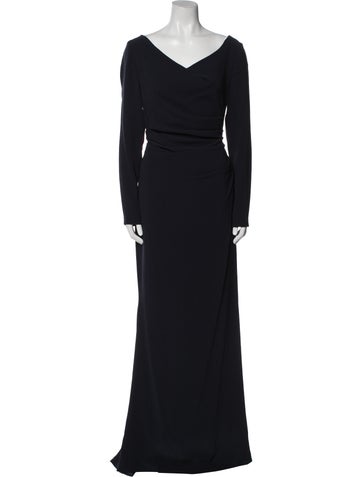 Pre-owned Talbot Runhof V-neck Long Dress In Black