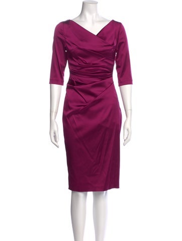 Pre-owned Talbot Runhof Cowl Neck Knee-length Dress In Purple