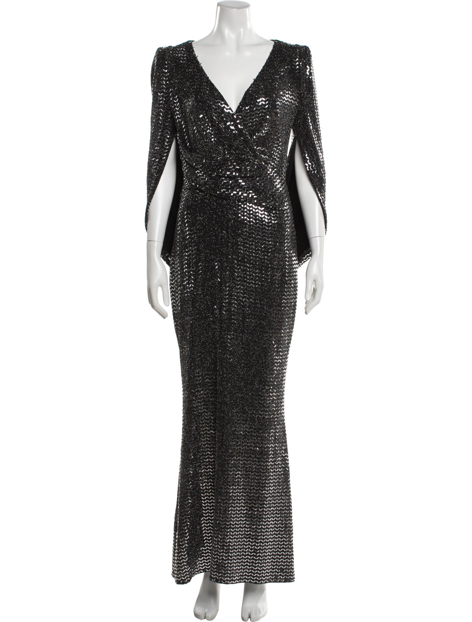 talbot runhof black dress Nylon Long cap sleeves