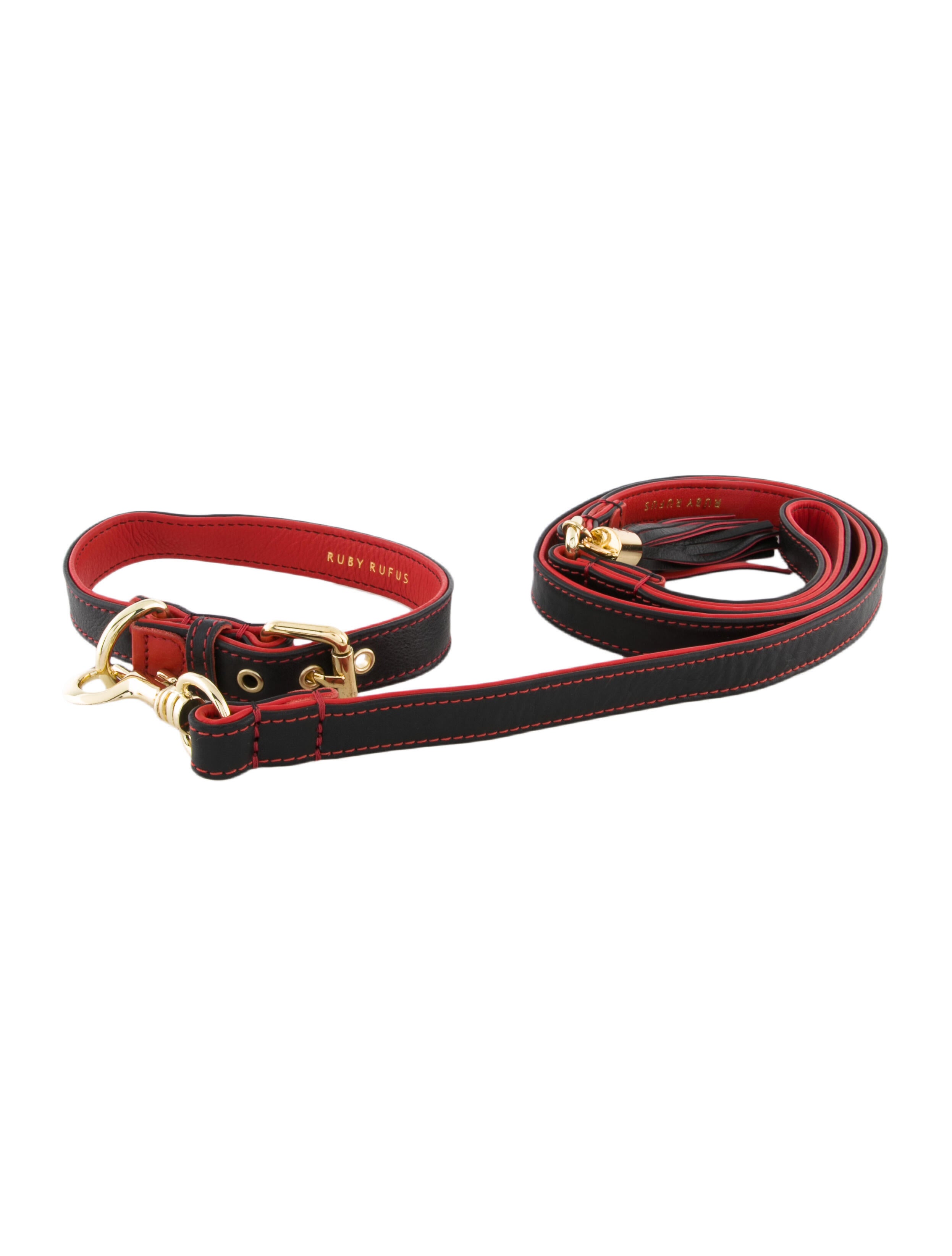 Ruby Rufus Leather Dog Collar & Leash Set