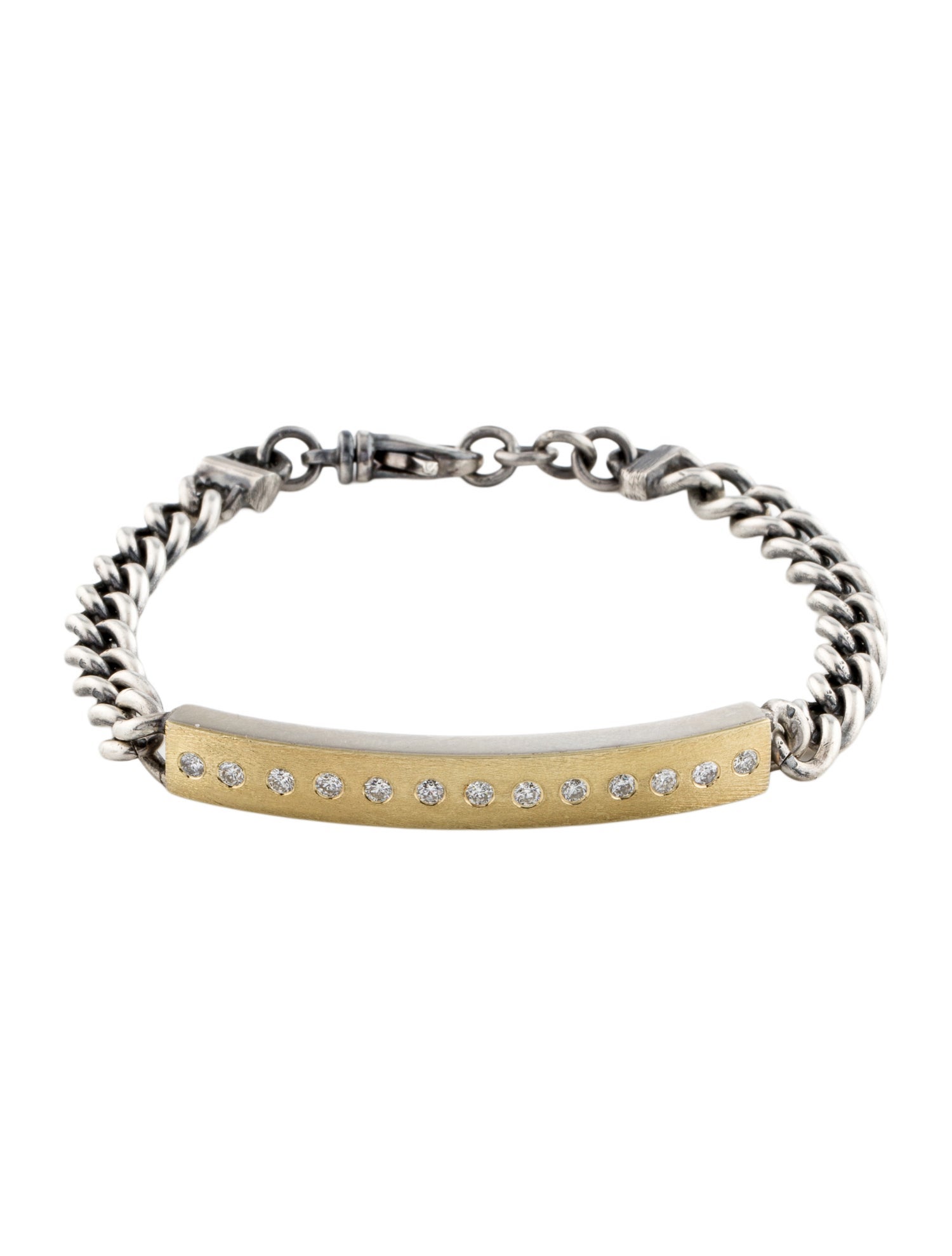 Rene Escobar Diamond Diana Bar Station Link Bracelet
