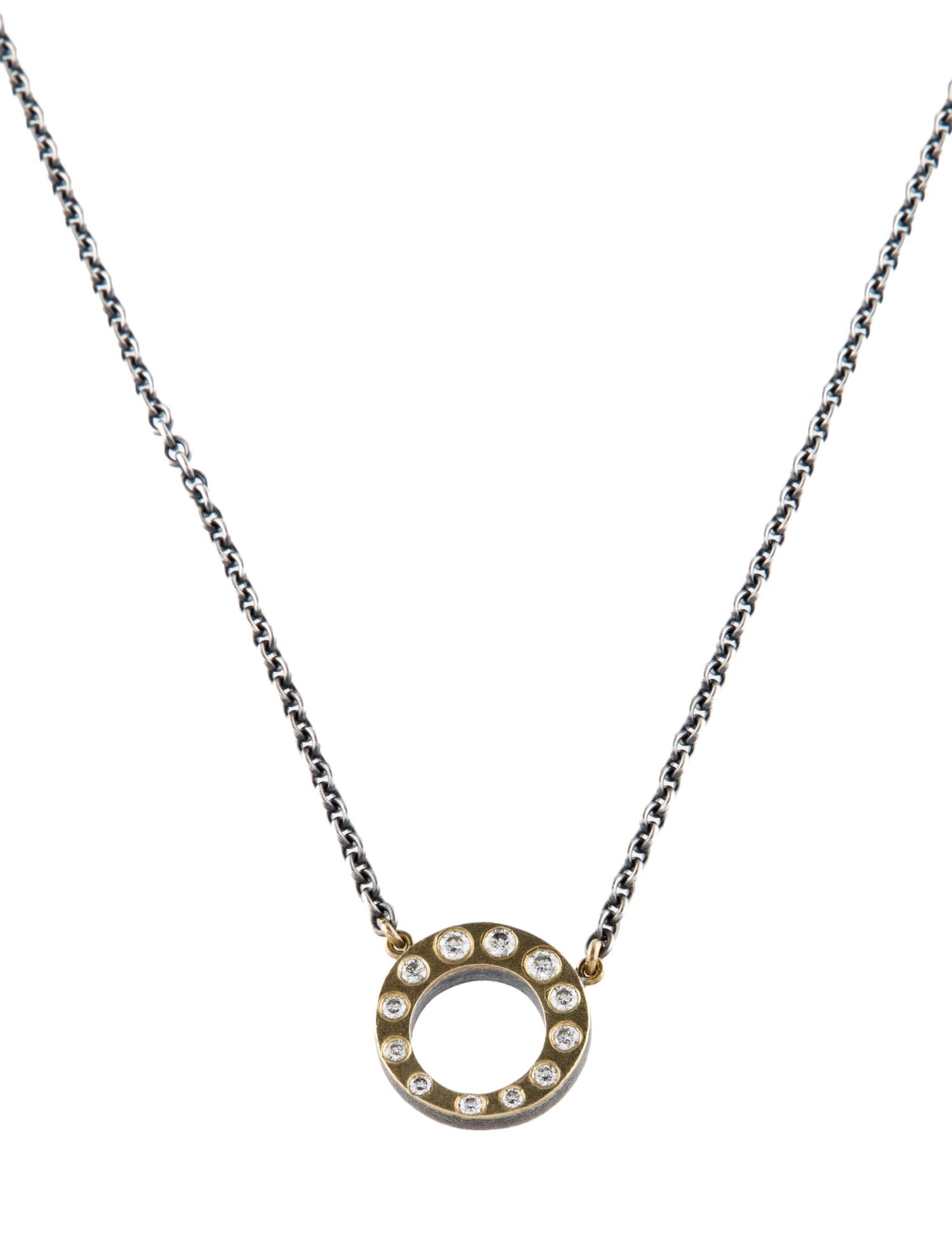 Rene Escobar Diamond Two-Tone Mia Open Circle Pendant Necklace