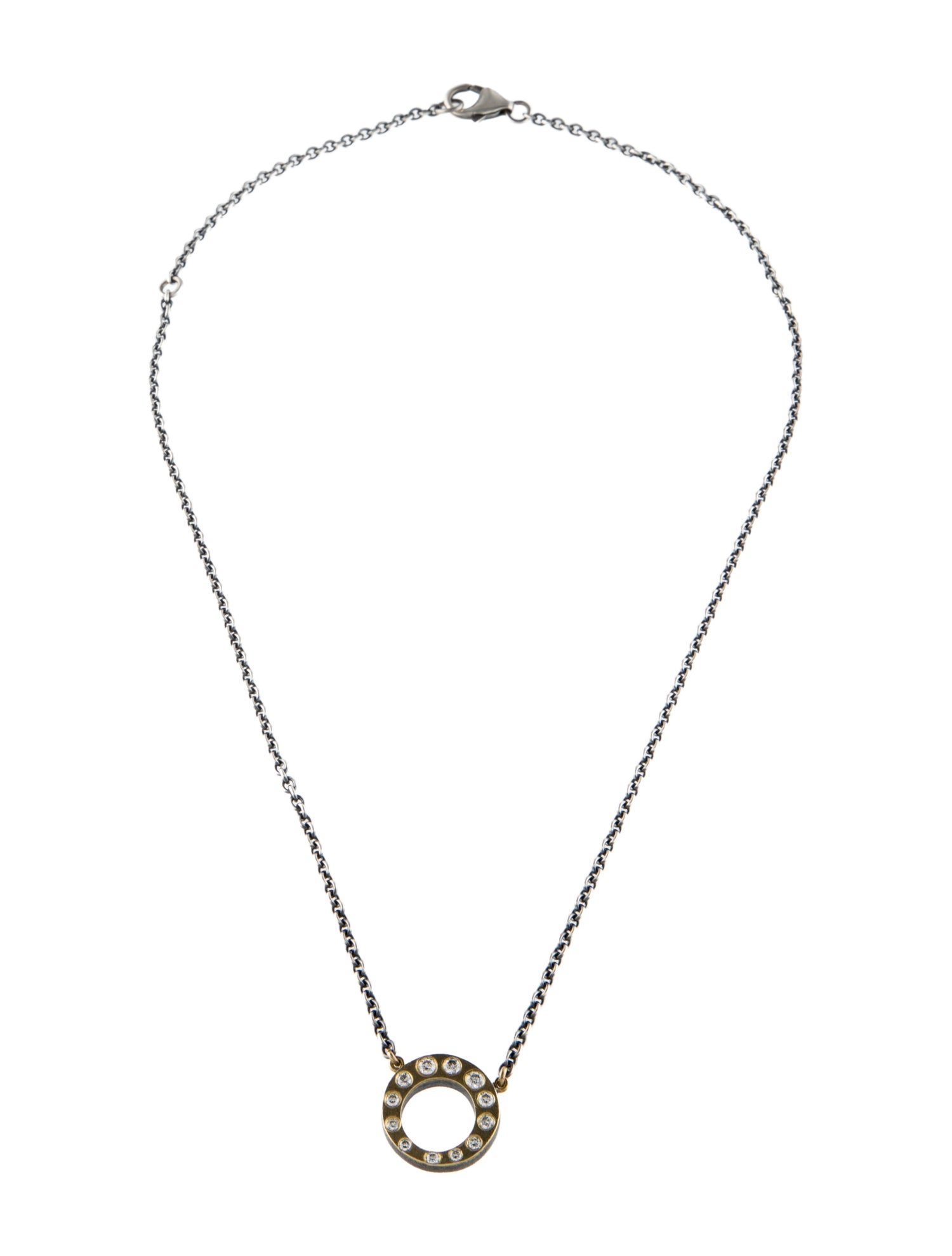 Rene Escobar Diamond Two-Tone Mia Open Circle Pendant Necklace