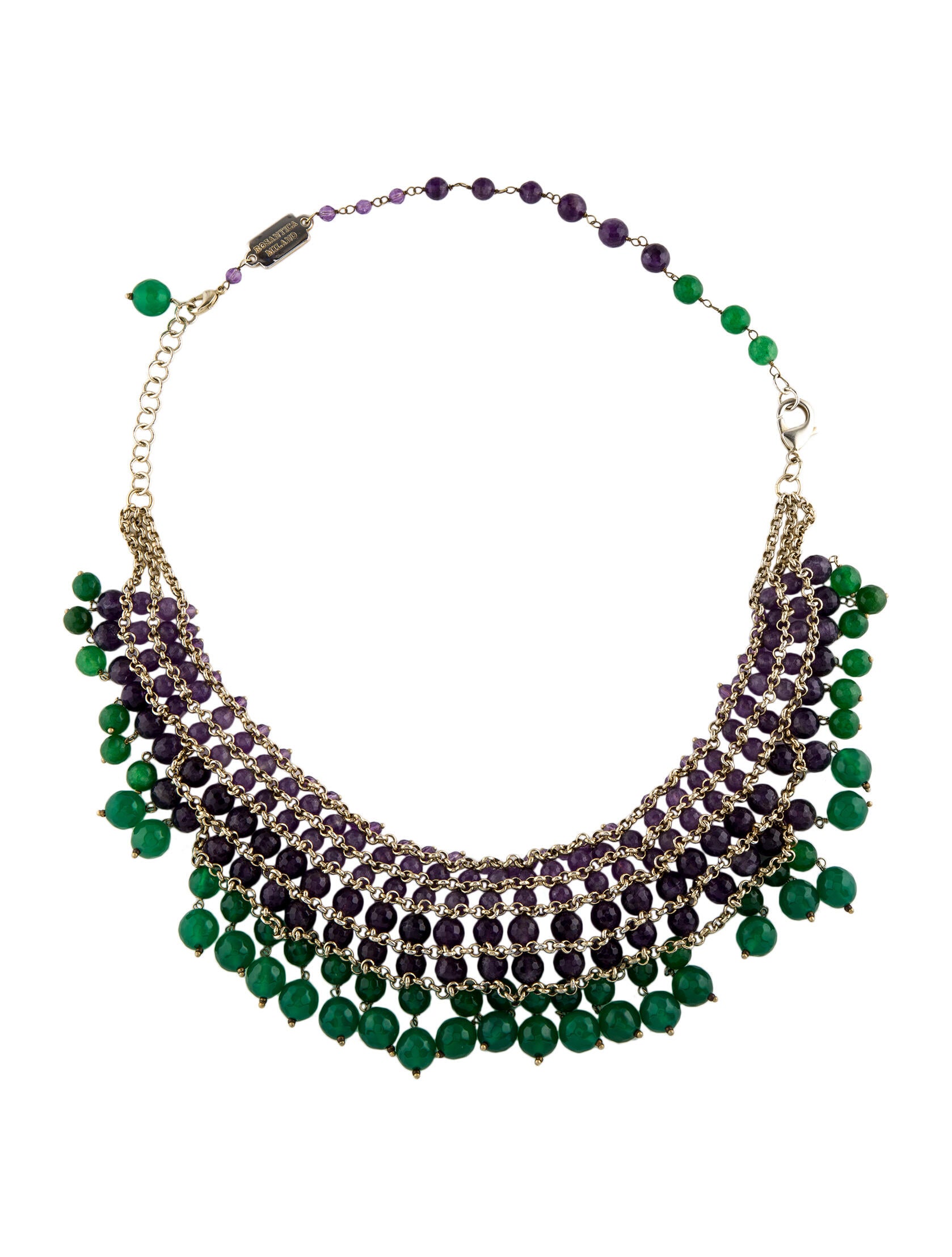 Rebecca Collins Pearl Figurine Necklace GoldTone Metal Collar