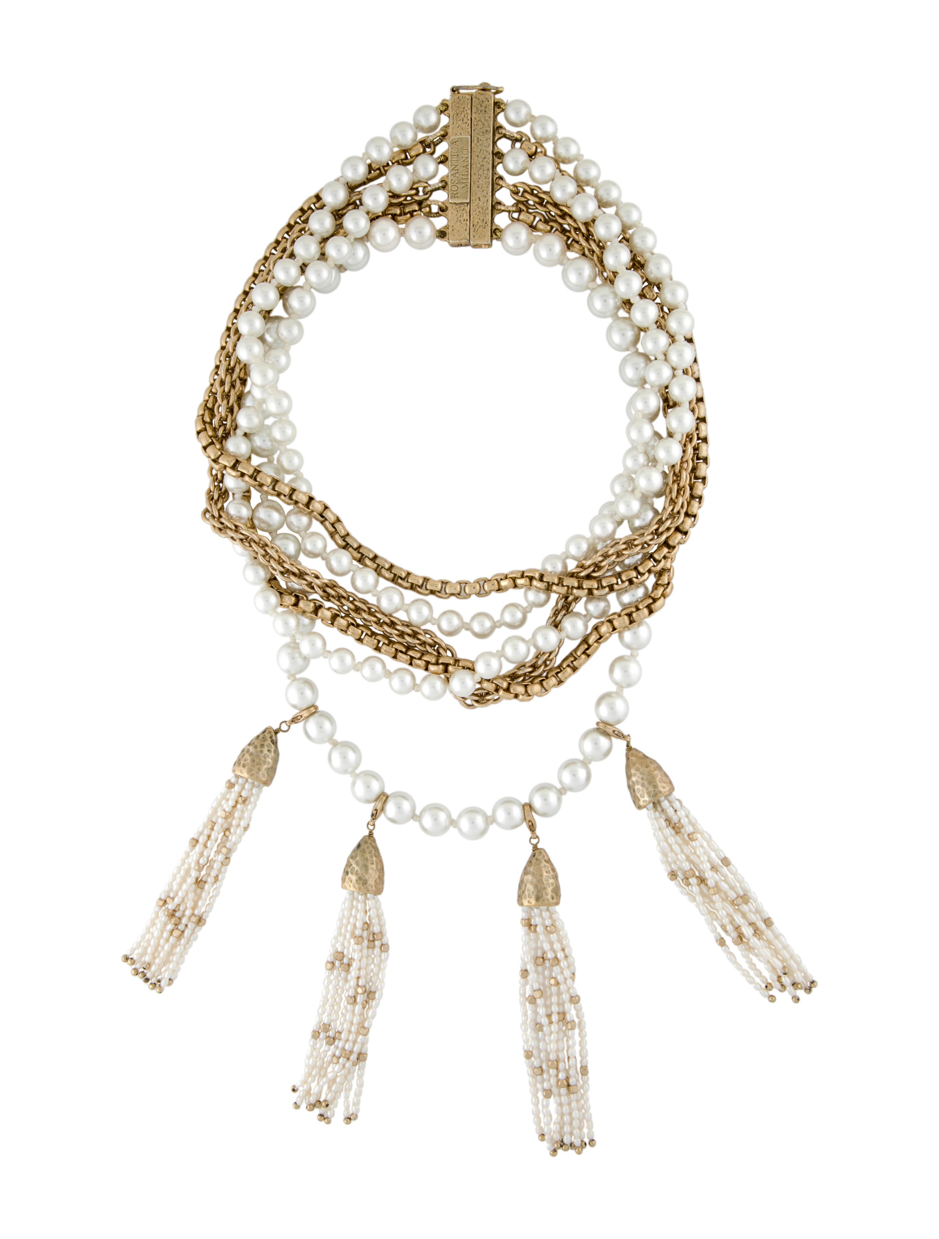 Givenchy Faux Pearl Collar Necklace GoldTone Metal Collar, Necklaces