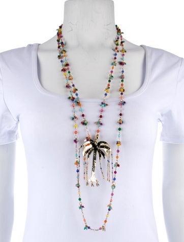 Rosantica Pendant Necklace Tropical Palm Tree Double Strand