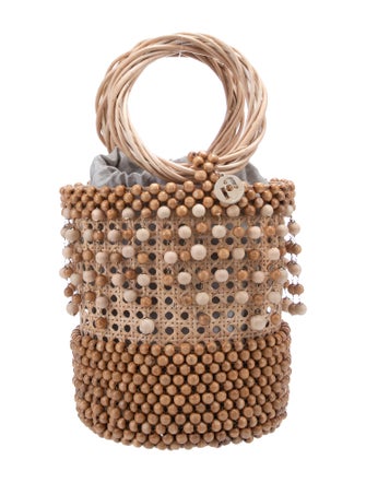 Rosantica Straw Beaded-Accent Bucket Bag