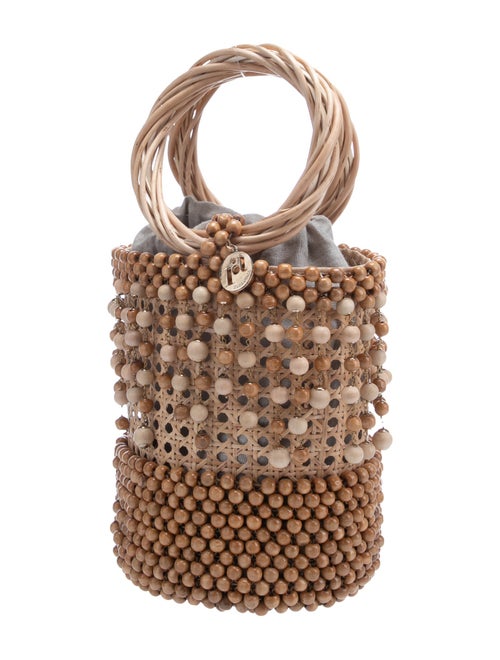 Rosantica Straw Beaded-Accent Bucket Bag