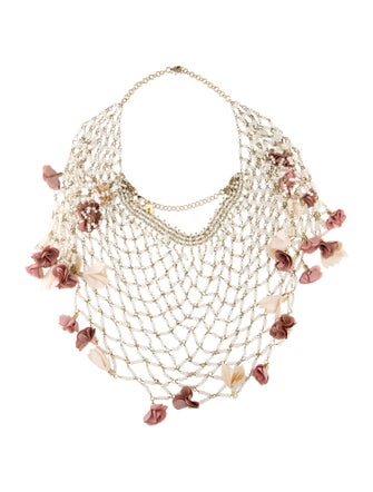 Rosantica Pearl & Fabric Flower Choker Cape