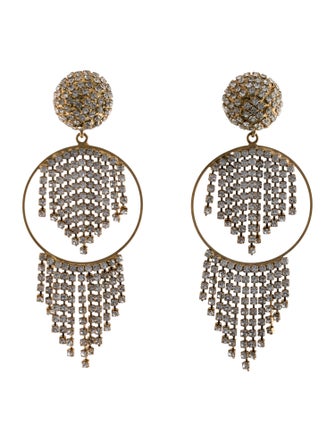 Rosantica Crystal Fringe Chandelier Drop Clip On Earrings