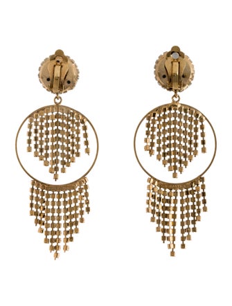 Rosantica Crystal Fringe Chandelier Drop Clip On Earrings