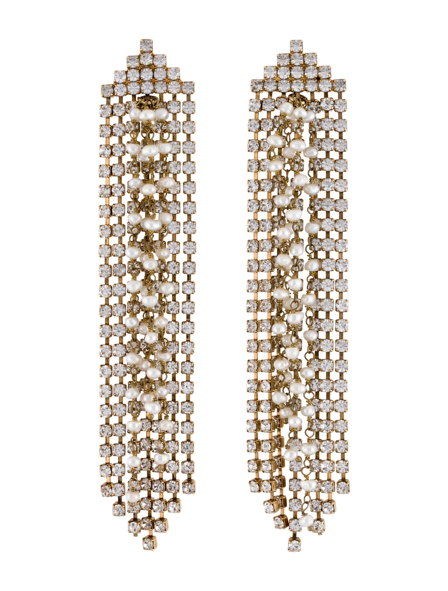 Rosantica Pearl & Crystal Gelo Fringe Drop Earrings