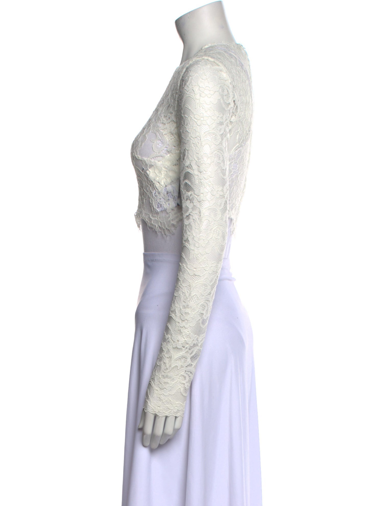 Rasario Lace Pattern Crew Neck Crop Top w/ Tags