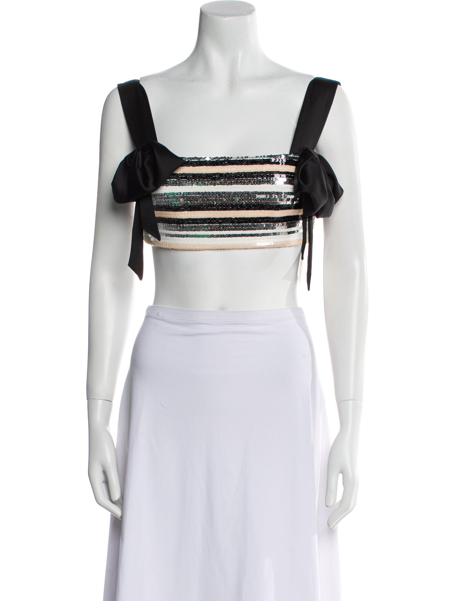 Rasario Striped Square Neckline Crop Top