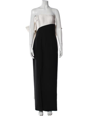 Pre-owned Rasario Silk Long Dress In Black