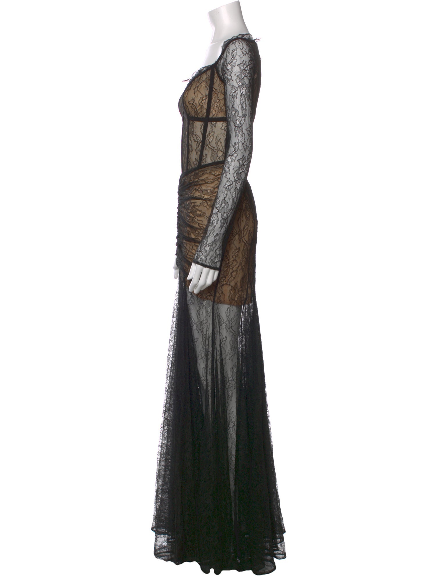 Rasario Lace Pattern Long Dress w/ Tags in Black, Women's US4, FR36 | S