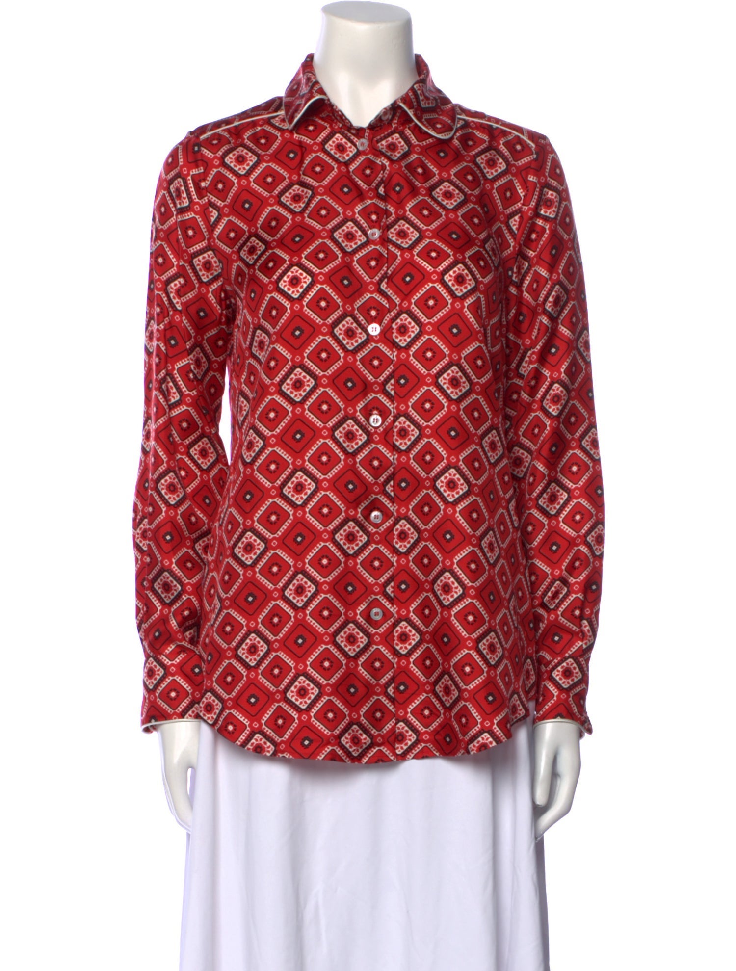 F.R.S. For Restless Sleepers Silk Printed Button-Up Top