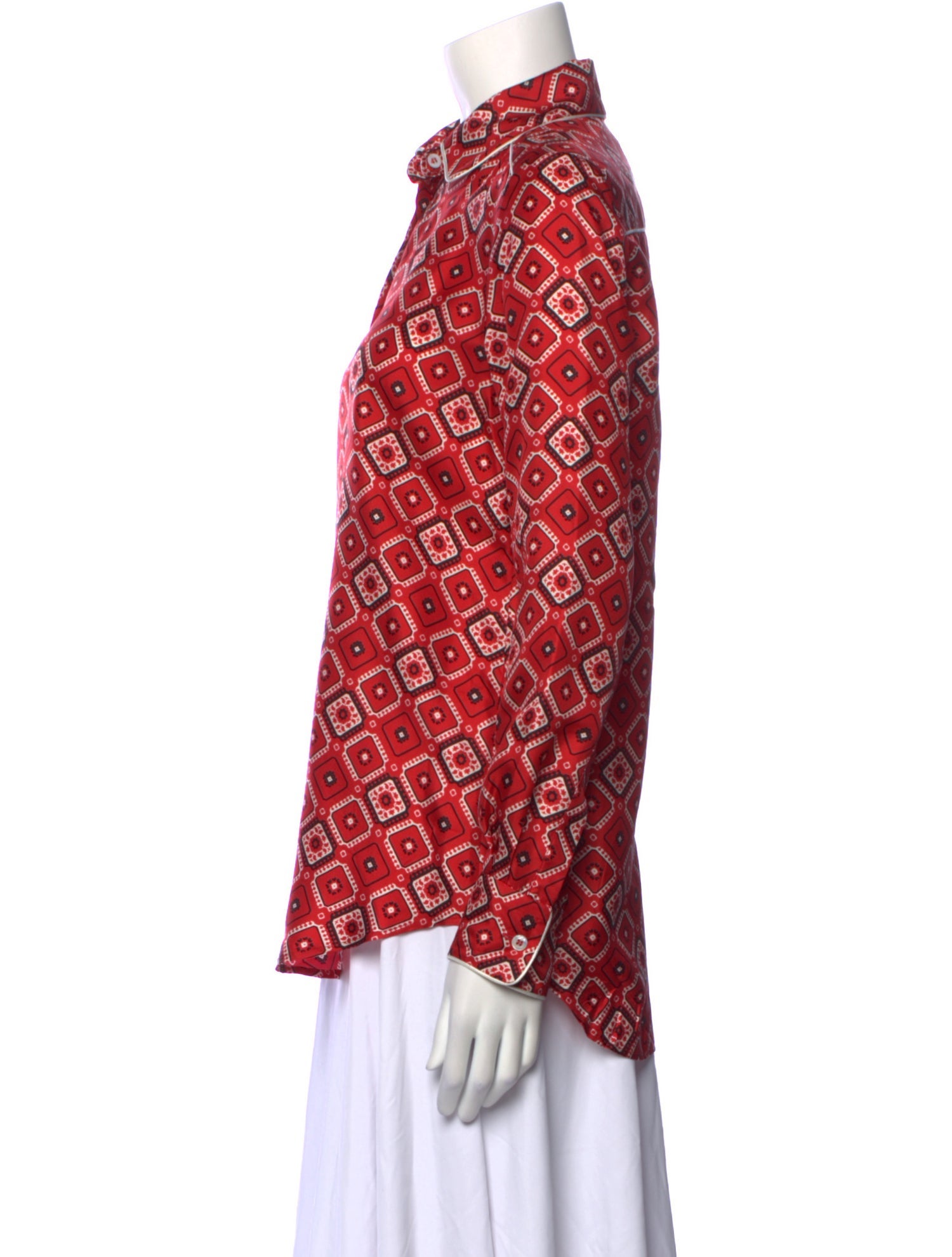 F.R.S. For Restless Sleepers Silk Printed Button-Up Top