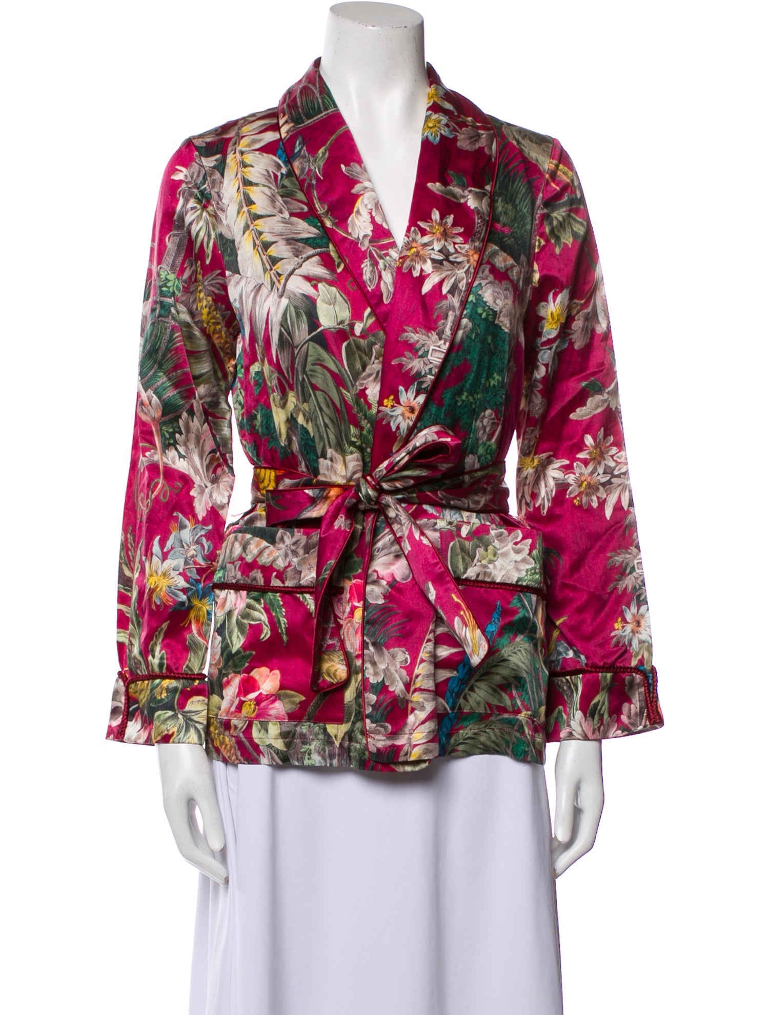 F.R.S. For Restless Sleepers Floral Print Braided Accents Robe