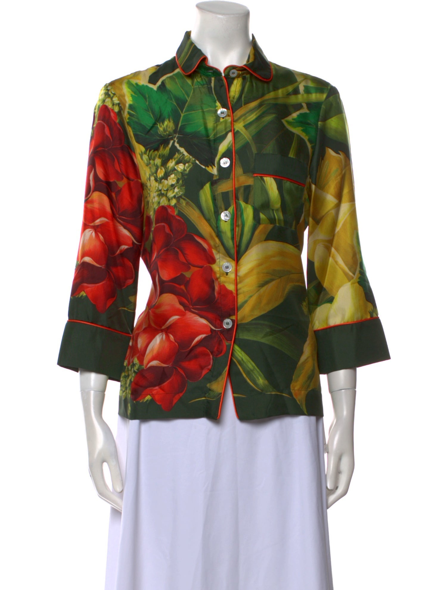 F.R.S. For Restless Sleepers Silk Printed Button-Up Top