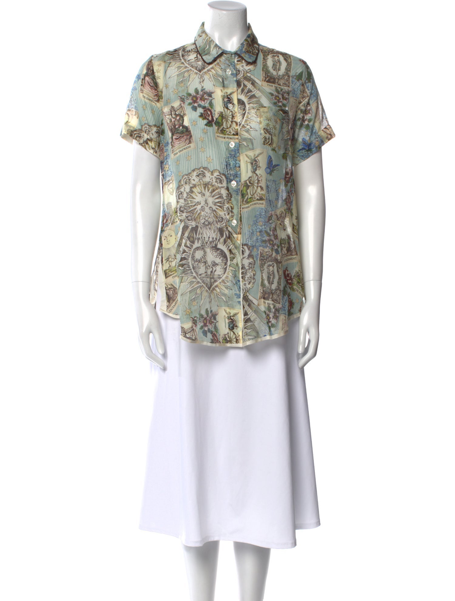 F.R.S. For Restless Sleepers Paisley Print Short Sleeve Button-Up Top