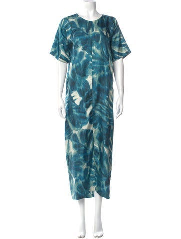 Pre-owned F.r.s For Restless Sleepers Tie-dye Print Long Dress In Blue